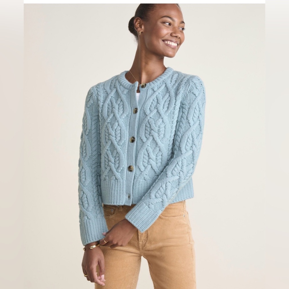 Vineyard Vines Sky Blue Cable Knit Cardigan